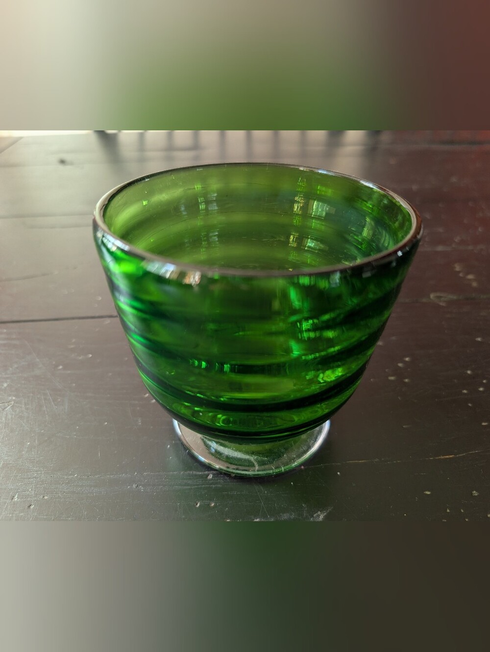 Vintage Mid-Century Florist Emerald Green Beehive Glass Vase Planter Bowl Decor